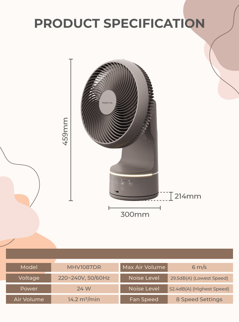 Mistral 10" DC High Velocity Desk Fan with Remote MHV1087DR