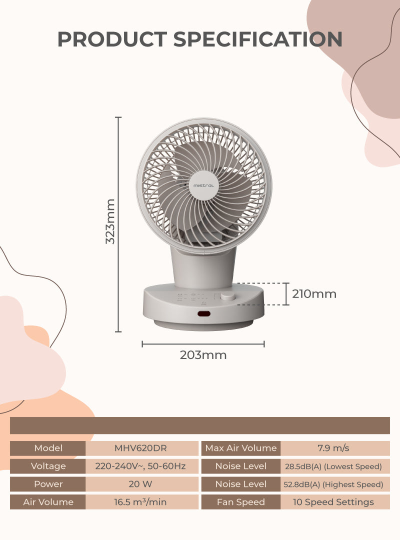Mistral 6" DC High Velocity Desk Fan with Remote MHV620DR