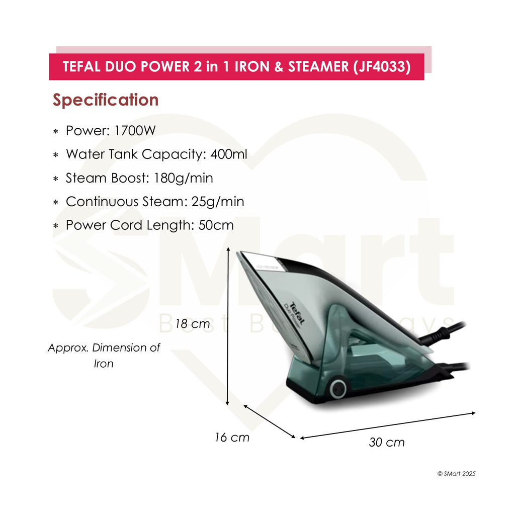 Tefal Duo Power 2 in 1 Iron & Steam [JF4033]