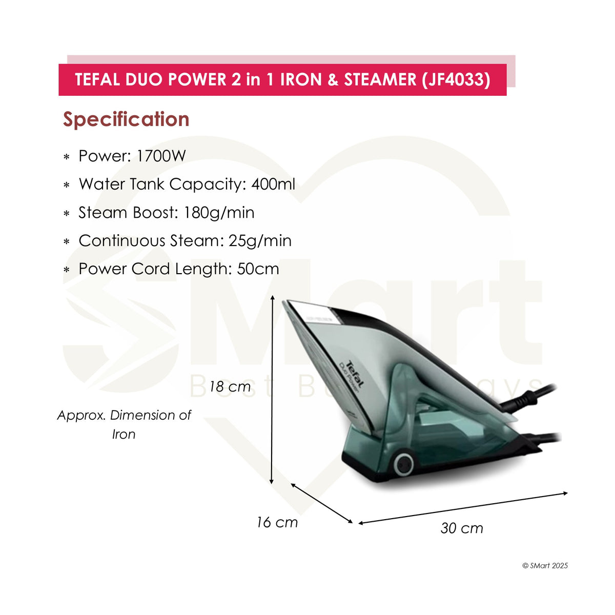 Tefal Duo Power 2 in 1 Iron & Steam [JF4033]