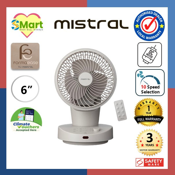 Mistral 6" DC High Velocity Desk Fan with Remote MHV620DR