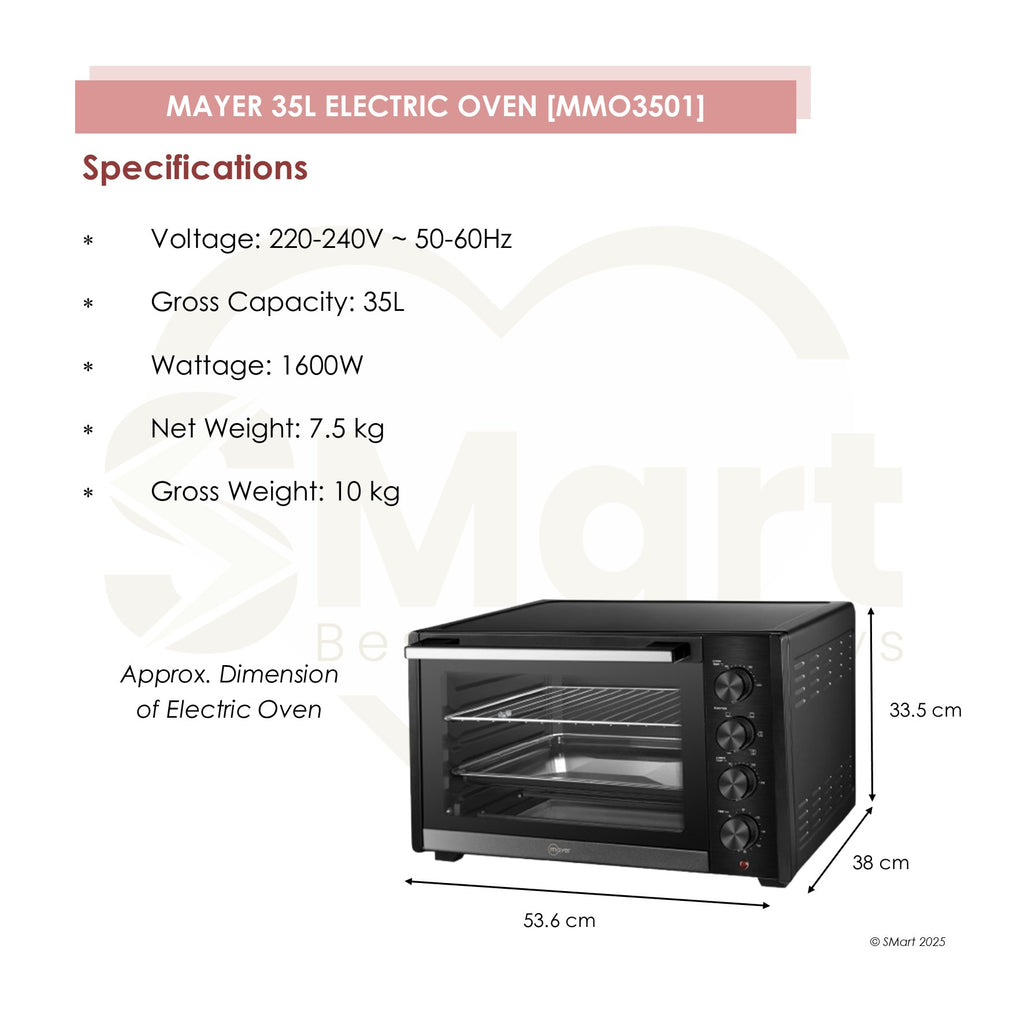 Mayer 35L Electric Oven with Dual Heating Element MMO3501