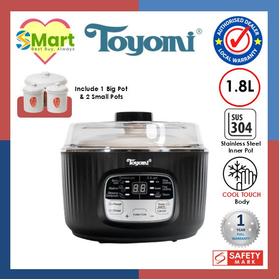 Toyomi 1.8L Double Boil Cooker SC 1822