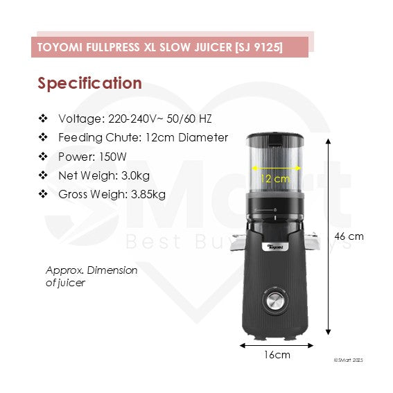 Toyomi Full Press XL Slow Juicer SJ 9120