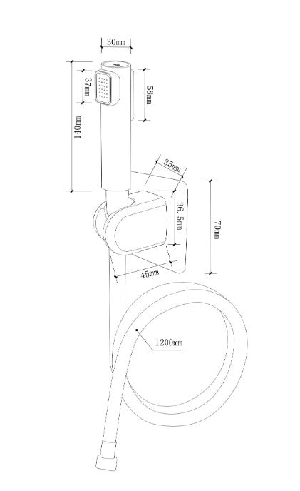 Rubine Dual Outlet Bidet Spray FLUSSO-F7A in Chrome/ Gun Metal